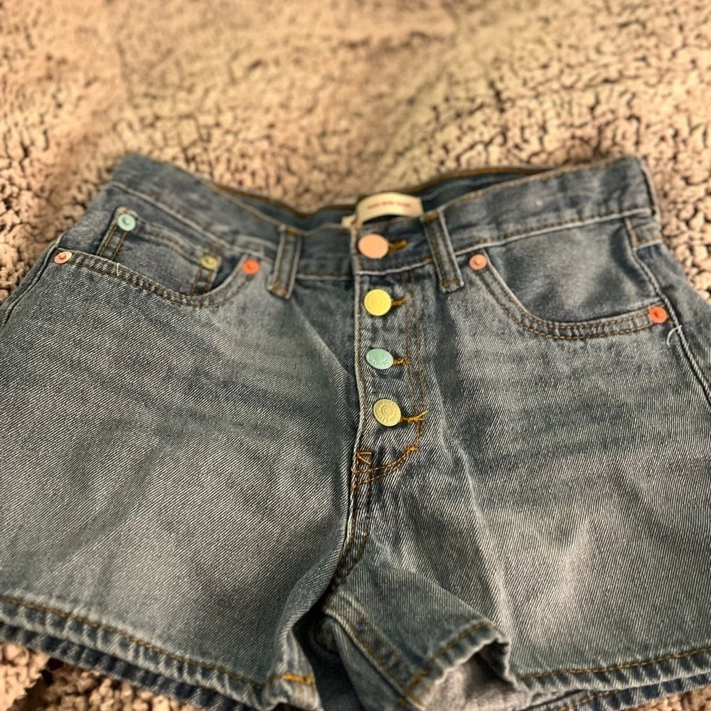 Levi's Denim Shorts with Colorful Stitching girls size 14